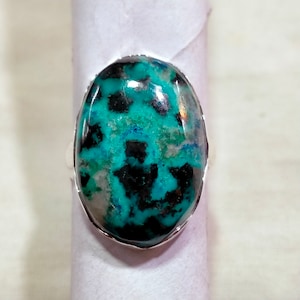 Oval Shattuckite Sterling Silver Statement Ring (17x24 MM)