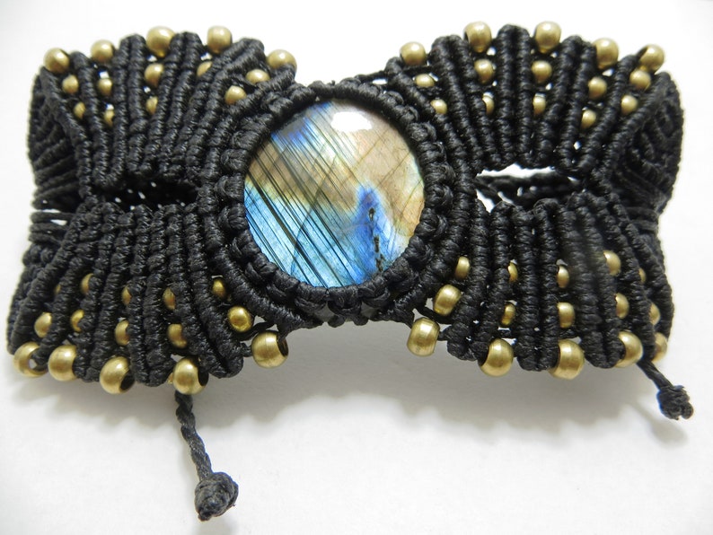 Labradorite Macrame Bracelet Gorgeous Full Flashy Amazing Fire Good Quality Shape Round Size 29x29 mm