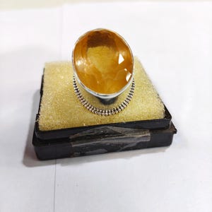 Rutilated Quartz Faceted 925 Sterling Silver Ring, Rutilated Quartz AAA Ring, Shape Oval, Size 22x31 MM Ring Weight 27.50 Gram