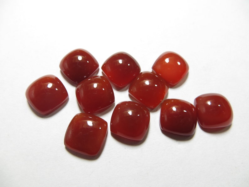 Chalcedony Cabochon 10 Piece Lot Red Color AAAA Quality Cushion Shape Size 10X10 mm