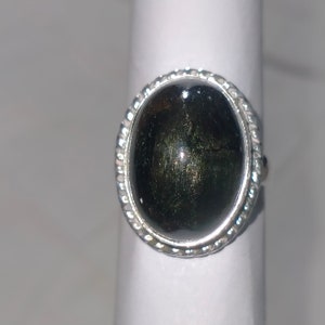 Oval Black Star Ring: Sterling Silver Statement Ring (14x18 MM)