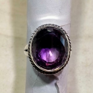 Amethyst, facettierter Amethyst Ring, 925 Sterling Silber Ring, handgemachter Ring, Amethyst Silberring handgemachter Ring, Form Oval, Größe 14 x 17 MM