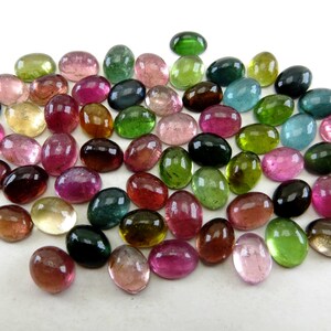 Natural Tourmaline Gemstone Lot: 50 Oval Smooth Cab Stones (7x9 mm) image 3