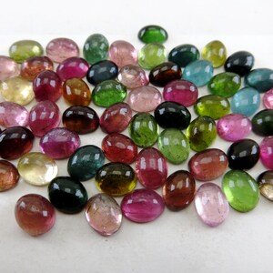 Natural Tourmaline Gemstone Lot: 50 Oval Smooth Cab Stones (7x9 mm) image 4