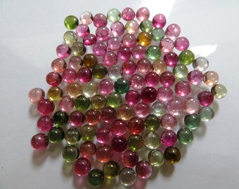 25 Piece Natural Tourmaline Gemstone Lot: Smooth Round Cabochons (5x5 mm)