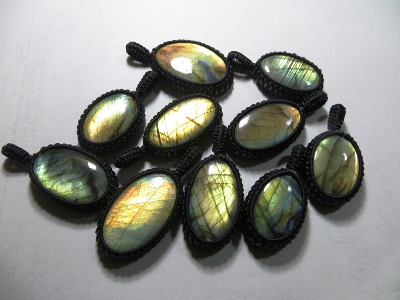 Labradorite Macrame pendant 10 Piece Lot Full Flashy Amazing Fire Good Quality Oval Shape Size 24X34 mmTo 29X44 mm Approx