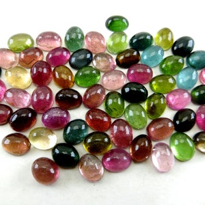 Natural Tourmaline Gemstone Lot: 50 Oval Smooth Cab Stones (7x9 mm) image 1