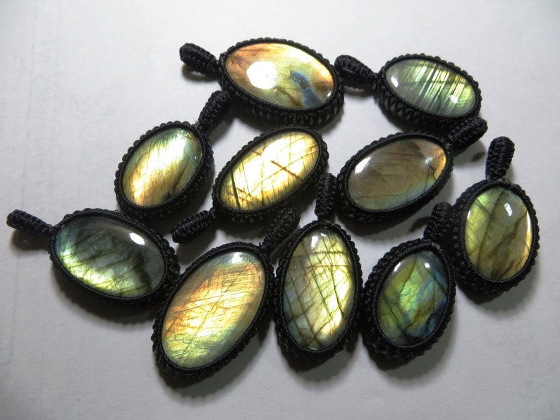 Labradorite Macrame pendant 10 Piece Lot Full Flashy Amazing Fire Good Quality Oval Shape Size 24X34 mmTo 29X44 mm Approx