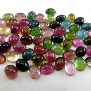 Natural Tourmaline Gemstone Lot: 50 Oval Smooth Cab Stones (7x9 mm) image 5