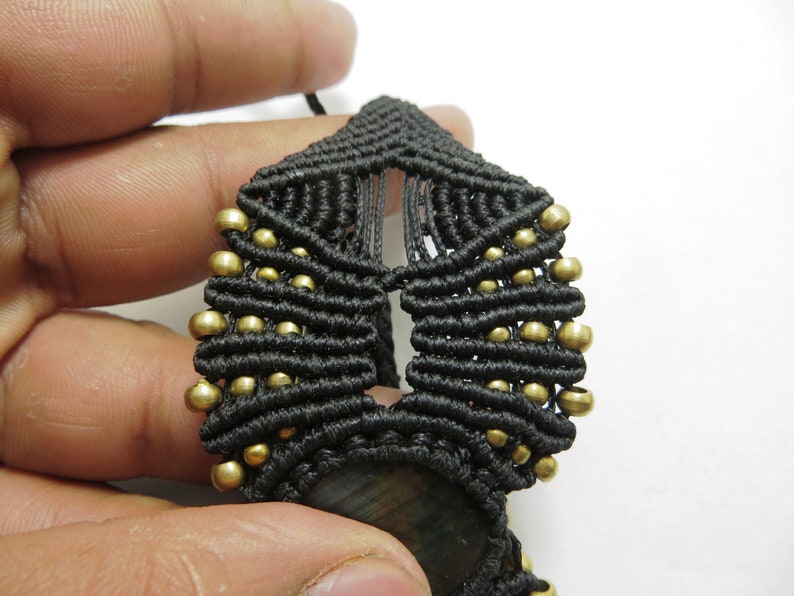 Labradorite Macrame Bracelet Gorgeous Full Flashy Amazing Fire Good Quality Shape Round Size 29x29 mm