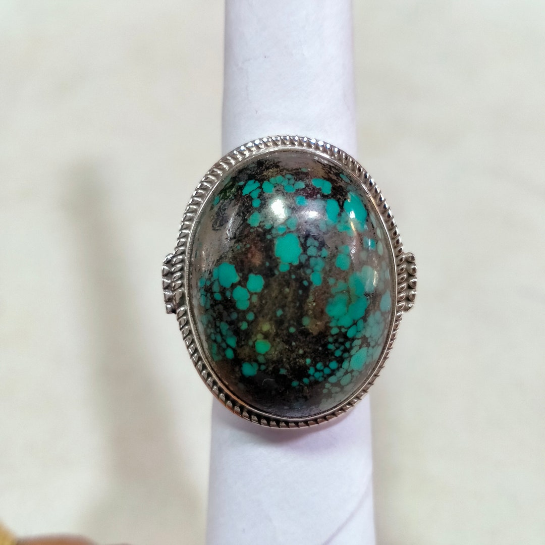 AAA Tibetan Turquoise Ring, Handmade Ring, 925 Sterling Silver Ring ...