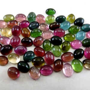 Natural Tourmaline Gemstone Lot: 50 Oval Smooth Cab Stones (7x9 mm) image 2