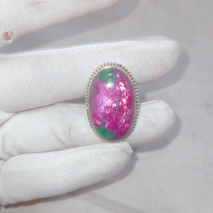 Natural Ruby Zoisite Ruby Zoisite Ring Statement Ring Beautiful Ring 925 Sterling Silver Sterling Silver Ring Shape Oval Size 18x29 MM