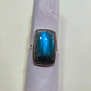 Labradorite Statement Ring: Bagged 925 Sterling Silver Ring (14x22 MM)