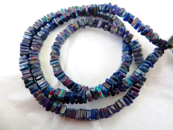 Black Ethiopian Opel 17 Inches Line 2 String 138.8 Caret good Quality Smooth polish Uncut Beads Size 4x6 mm