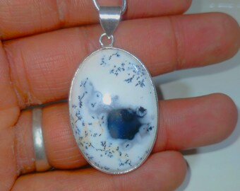 Natural Dendrite Agate 925 Sterling Silver Pendant Stone Size (26x37 MM)