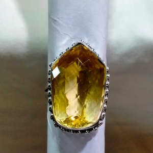 Citrine Ring Women, 925 Sterling Silver Ring, Citrine Gemstone, Sterling Silver Ring, Handmade Fancy Shape, Size 16x25 MM