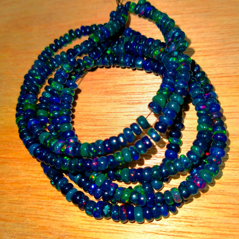 Black Ethiopian Opal 2 String AA+ Fire Ethiopian Opal Beads Smooth Beads Shape Rondelle Black Ethiopian Beads Size 3x4 MM shops 18
