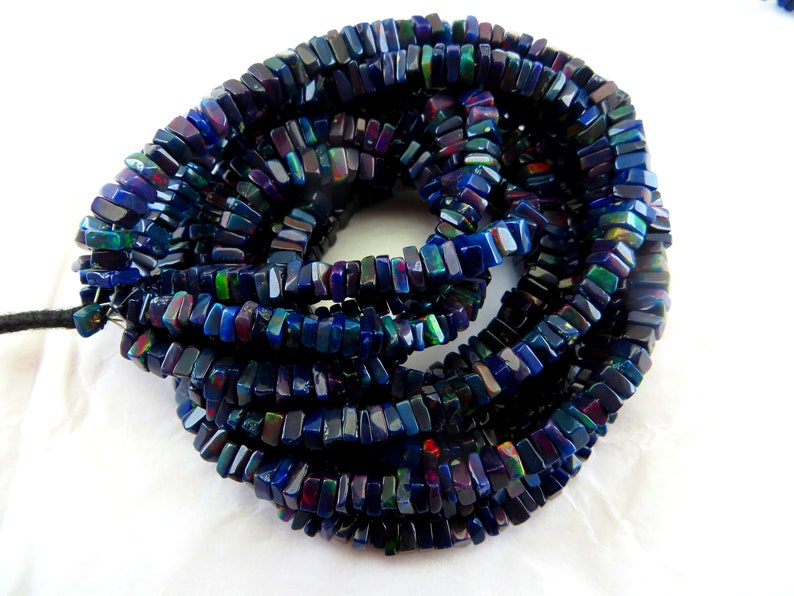 Black Ethiopian Opel 17 Inches Line 2 String 138.8 Caret good Quality Smooth polish Uncut Beads Size 4x6 mm