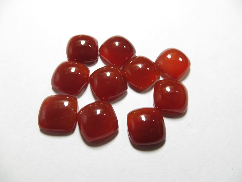 Chalcedony Cabochon 10 Piece Lot Red Color AAAA Quality Cushion Shape Size 10X10 mm