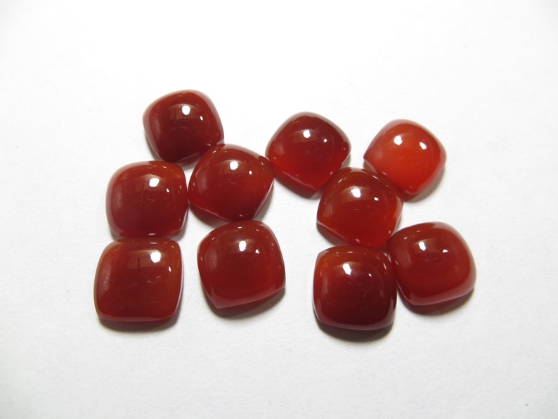 Chalcedony Cabochon 10 Piece Lot Red Color AAAA Quality Cushion Shape Size 10X10 mm