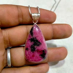 Rhodonite // Rhodonite Pendant // Handmade Necklace // 925 Sterling Silver // Necklace Jewelry // Shape Pear // Size 24x41 MM