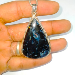 Teardrop Pietersite Gemstone Pendant: Handmade 925 Sterling Silver