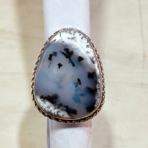 Dendritic Agate Statement Ring: Fancy 925 Sterling Silver (26x35 MM)
