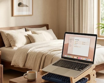 Solid Wood Laptop Stand: Adjustable, Foldable Desk Organizer (Heat Dissipation)