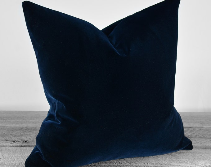 Pillow Cover Belgium Cotton Velvet Fabric Midnight Navy Etsy
