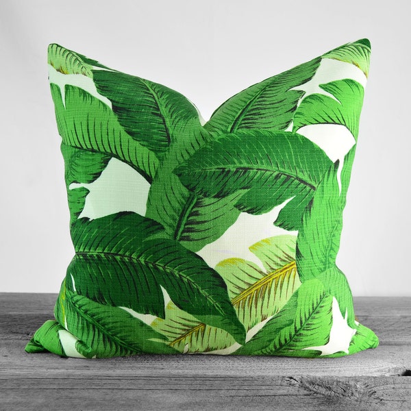 Pillow Cover - Modern Tropical Green - Resort summer banana leaves - Hawaii botanical palms  - Pick Your Size