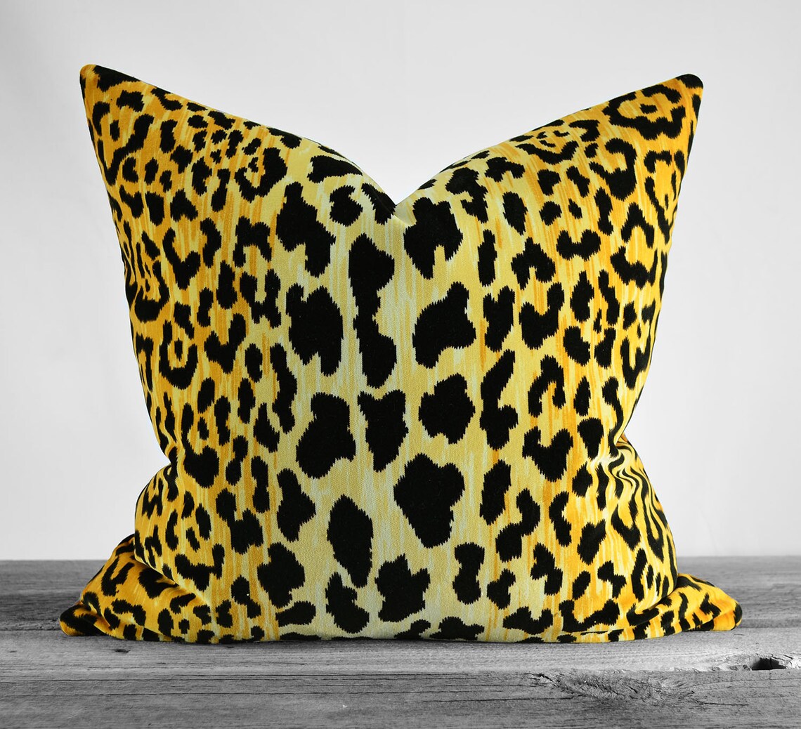 Pillow Cover Leopard Print Cotton Velvet Fabric Same Etsy