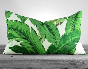 Pillow Cover - Tommy Bahama Swaying Palms Aloe - Shades of Green Palm Leaves on Ivory - SAME FABRIC Both Sides - Pick Your Size