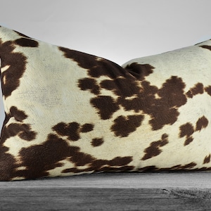 Pillow Cover Faux Cowhide Chocolate Brown Cow Velvet Fabric SAME FABRIC both sides Pick Your Pillow Size image 1