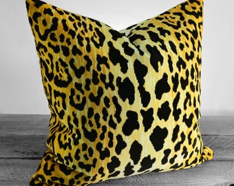 Pillow Cover - Leopard Print Cotton Velvet - Same Fabric BOTH Sides- Pick Your Size