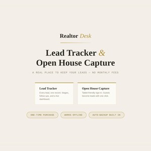Realtor Desk Lead Tracker & Open House Capture | Real Estate CRM Alternative | Offline Lead Manager | Instant Download
