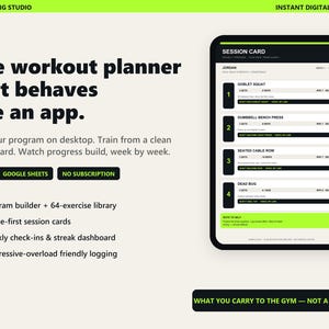 Workout Planner Excel Google Sheets | Progressive Overload Program Builder (Digital Download)