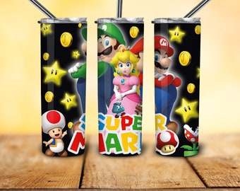 Super  PNG for 20oz Skinny Tumbler, Super Mario Digital Tumbler Wrap File