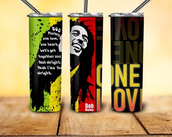 One Love Marley Movie 2024 Tumblers Wrap PNG Files, 20oz Skinny Digital, Bob Marley, Kingsley Ben-Adir Wrap Files