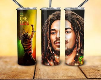 ONE LOVE - Bob Marley Movie 2024 4 Tumblers Wrap PNG Files, 20oz Skinny Digital, Bob Marley, Kingsley Ben-Adir Wrap Files