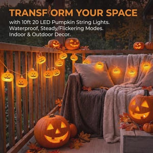 Halloween Pumpkin String Lights Battery Operated with 20LED Jack OLantern Twinkle Indoor Outdoor Decor