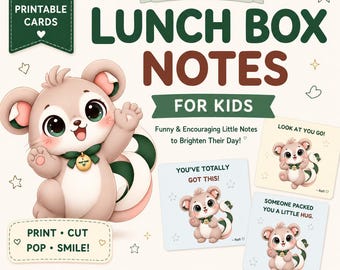 24 Printable Lunch Box Notes for Kids, Encouraging School Cards (Digital Download)
