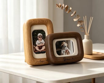 Personalized Solid Wood Photo Frame, Custom Wooden Picture Frame, Handmade Desk Display Frame, Multiple Sizes Available, Home Decor Gift