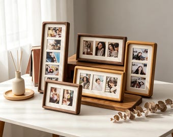 Personalized Solid Wood Instax Photo Frame, Custom Polaroid Picture Frame, 3 Inch DIY Photo Display, Multi Photo Collage Frame, Couple Gift