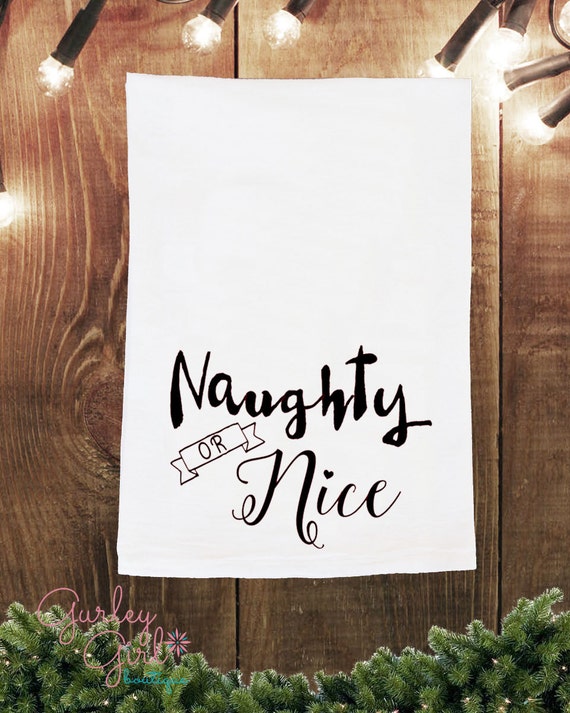 Items similar to Christmas Holiday Flour Sack Kitchen Towels- Naughty ...
