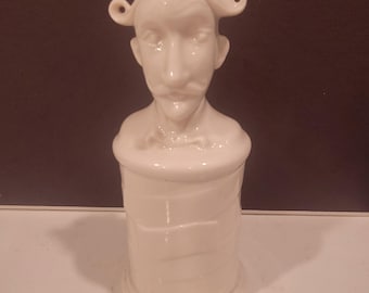 Vintage Ceramic Barber Head Razor Blade Bank.