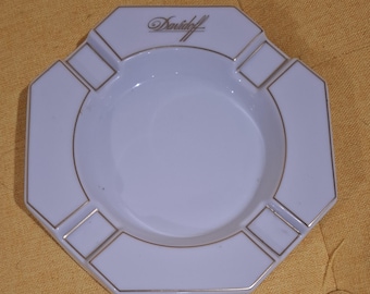 Davidoff White and Gold Porcelain Cigar Ashtray.