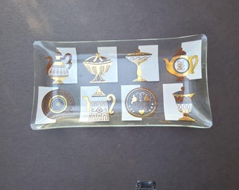Vintage Mid-century Modern Inland Glass Appetizer Tray.