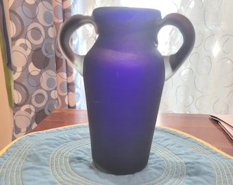 Cobalt Blue Amphora Vase with Satin Frosted Glass