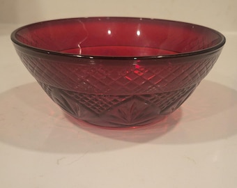 Vintage Cris Durand d'Arques Ruby Luminarc Red Pressed Individual Glass Bowl